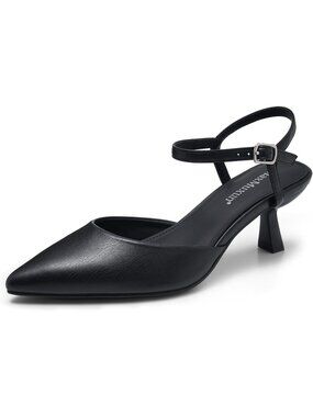 Women's Black Kitten Heels 2.7 Inch Pointed Toe Pumps Shoes Party Dress Shoes